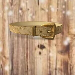 Vintage Western Lace Overlay Belt by Elite – Textured Gold-Tone Buckle | Size M